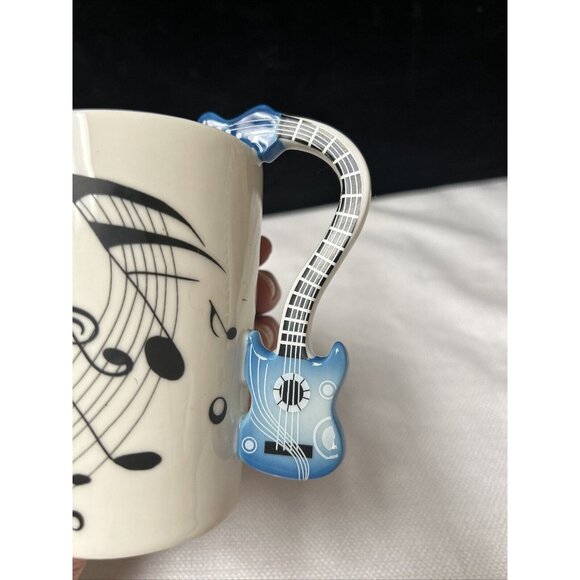 Guitar Handle Musical Note Coffee Cup Mug LanHong Blue - Picture 5 of 7